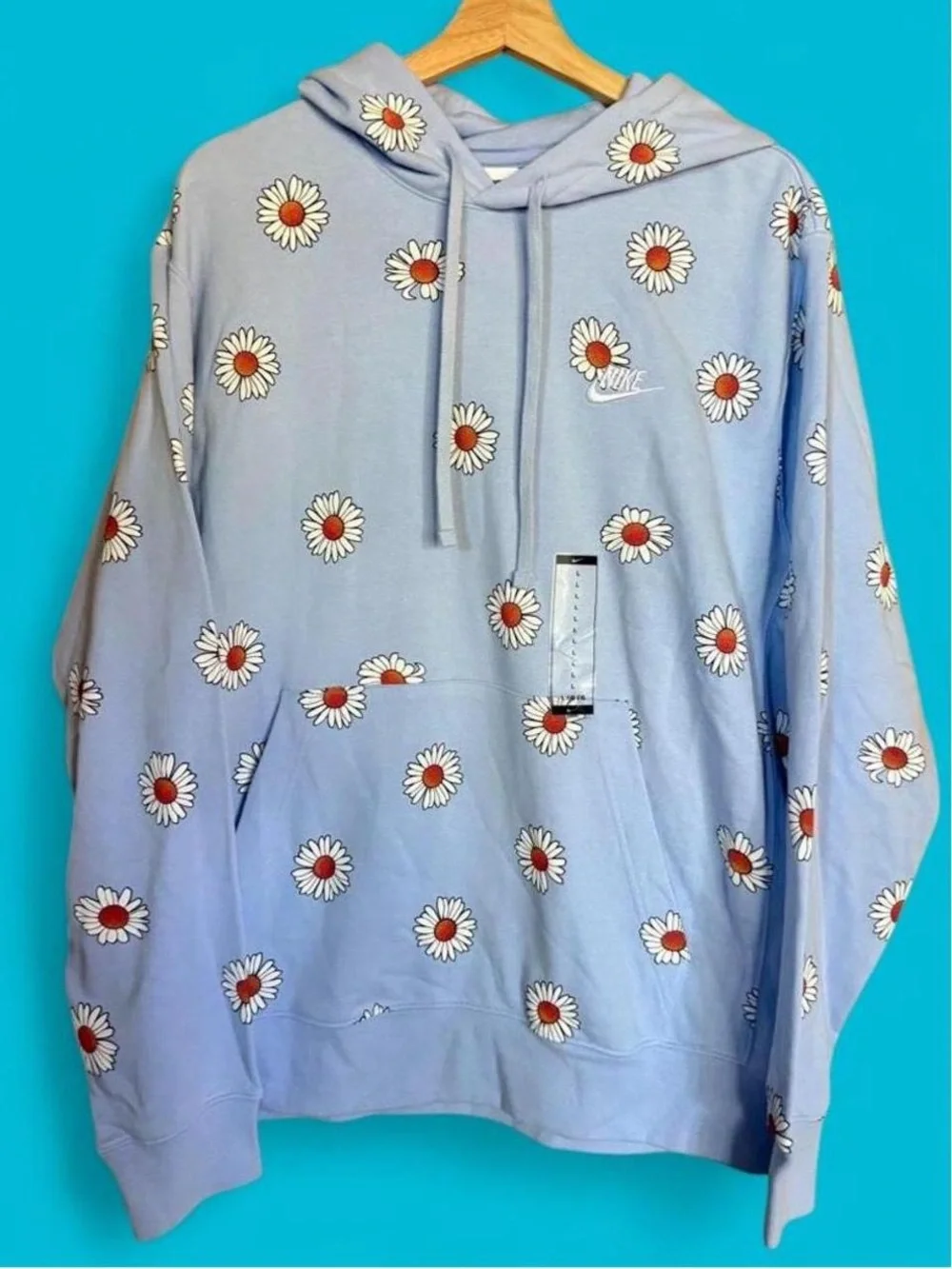 Nike Light Blue Daisy-Print Crewneck Hoodie